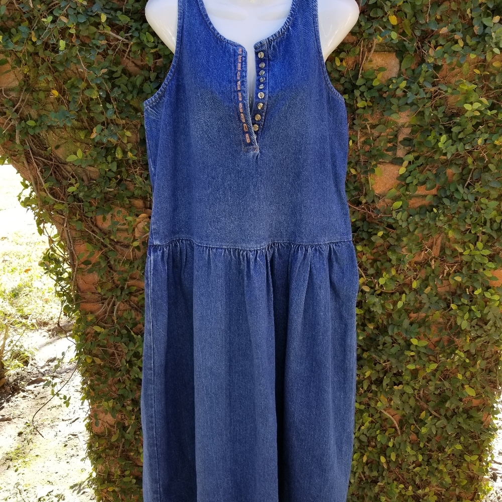 👗Vintage You Too Babes Denim Drop Waist Dress 9